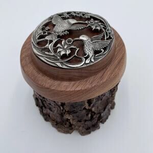 Hummingbird Trinket Box Handcrafted Fairy House rustic bark decorative design